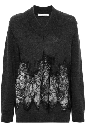 Viktor & Rolf Lace-detail V-neck jumper