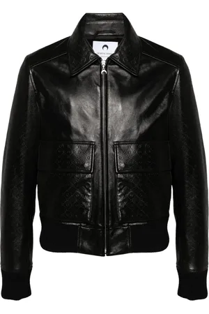 Marine Serre Embossed leather aviator jacket