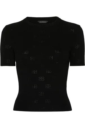 Balenciaga BB pointelle-knit T-shirt