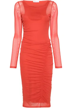Patrizia Pepe Tulle long-sleeve midi dress