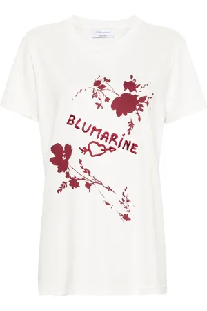 BLUMARINE Logo-embroidered cotton T-shirt
