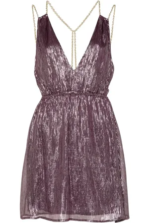 Patrizia Pepe Lurex V-neck mini dress