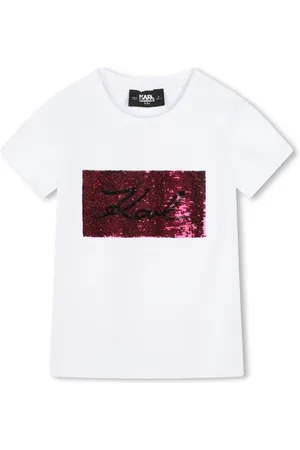 Karl Lagerfeld Signature sequin-embellished T-shirt