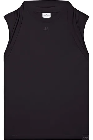 Courrèges Draped-detail cotton tank top