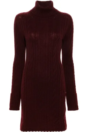 BLUMARINE Roll-neck cable-knit minidress