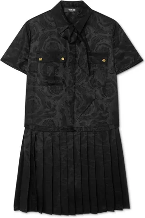 VERSACE Barocco Lavalli�re pleated mini dress