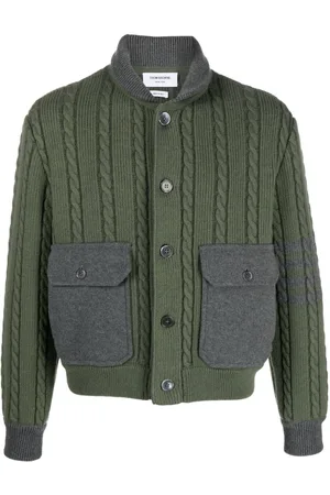 Thom Browne Cable-knit colour-block cardigan