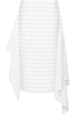 Plan C Striped poplin skirt