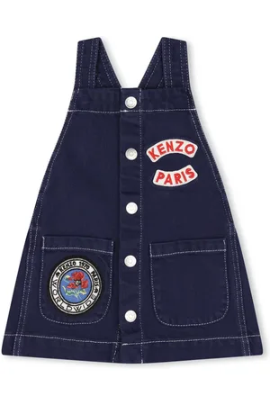 Kenzo Logo-appliquéd cotton dungaree dress