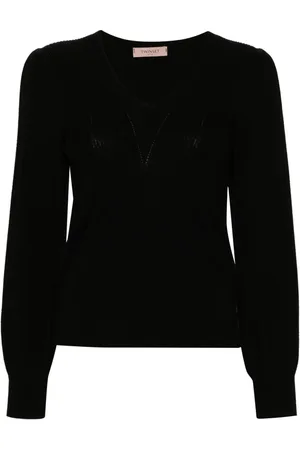 Twin-Set V-neck ribbed-detailing jumper