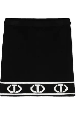 Twin-Set T logo-intarsia knitted miniskirt
