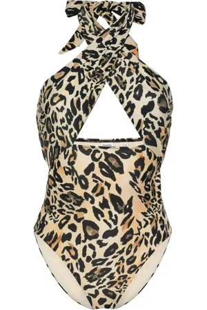 Nanushka Leopard-neck halterneck swimsuit