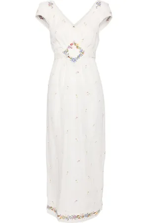 RIXO London Carey floral-embroidered midi dress