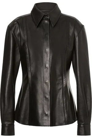 Alberta Ferretti Pointed-collar leather shirt jacket