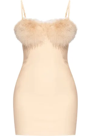 BLUMARINE Faux-fur detail mini dress