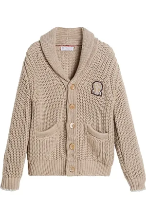 Brunello Cucinelli Logo-patch shawl-collar cardigan