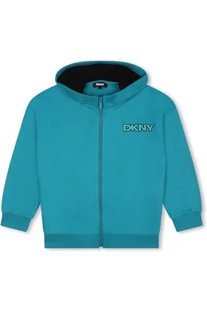 DKNY Logo-embroidered cotton hooded jacket