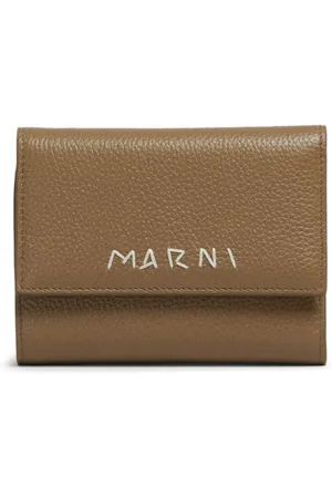 Marni Logo embroidered leather wallet