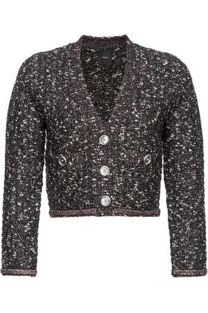 Pinko Bouclé V-neck cropped jacket