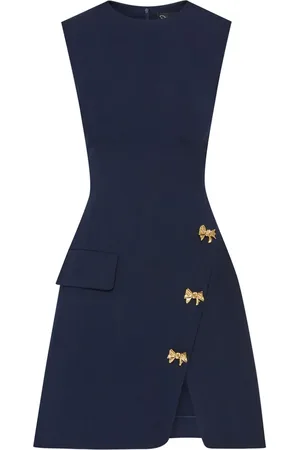 Oscar de la Renta Bow Button split skirt dress