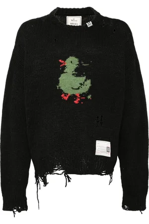 Maison Mihara Yasuhiro Distressed-effect intarsia-duck jumper