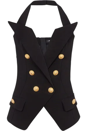 Balmain Tailored double-breasted halterneck top