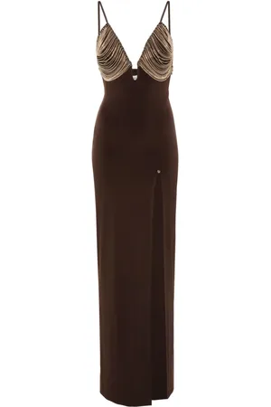 NISSA Fringe-detail maxi dress