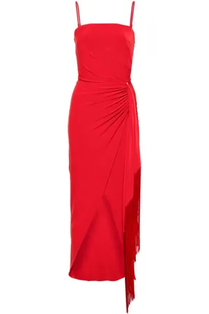 NISSA Fringe-detail maxi dress