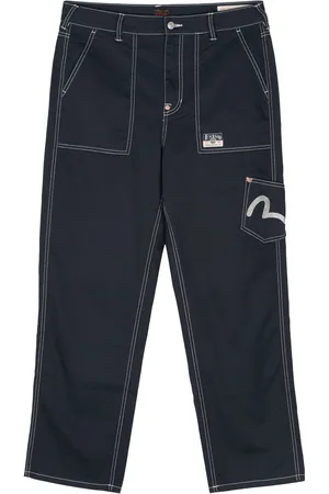 Evisu Seagull-embroidery contrasting-stitch trousers