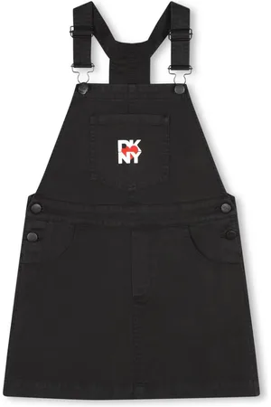 DKNY Logo-embroidered denim dungaree dress