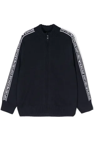 Emporio Armani Logo-intarsia zip-up sweater