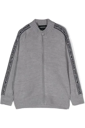 Emporio Armani Logo-intarsia zip-up sweater