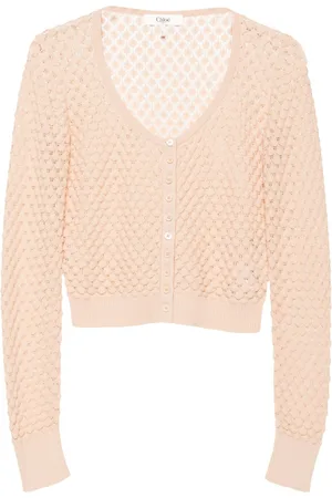 Chloé Cropped pointelle-knit cardigan