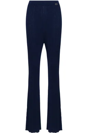 Twin-Set Ribbed-knit flared trousers