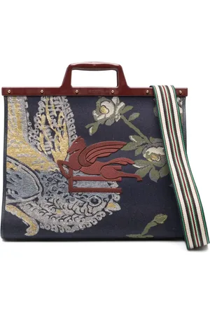 Etro Pegaso-embroidered jacquard tote bag