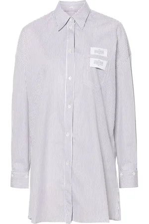 Rokh Logo-patch striped shirt