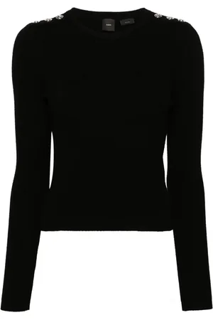 Pinko Love Birds-embossed studs jumper