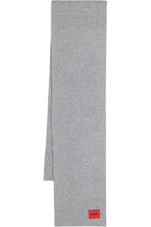 HUGO BOSS Logo-patch ribbed scarf