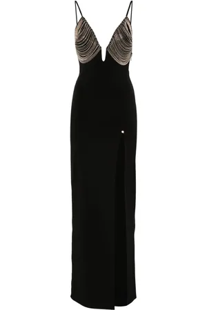 NISSA Fringe-detail maxi dress