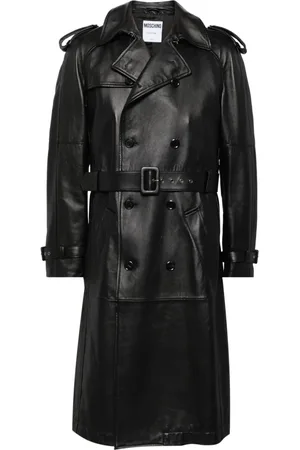 Moschino Belted leather trench coat