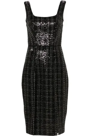 GENNY Sequinned tweed midi dress