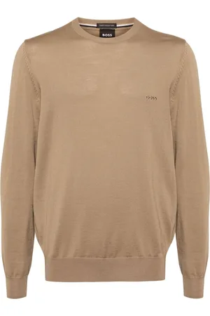 HUGO BOSS Logo-embroidered virgin wool jumper