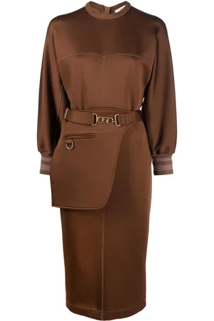 Fendi Seam-detail belted jersey midi dress