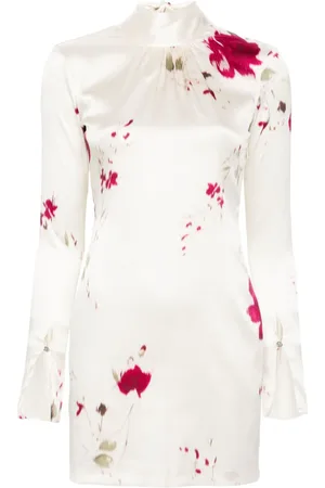 BLUMARINE Roses-print satin mini dress