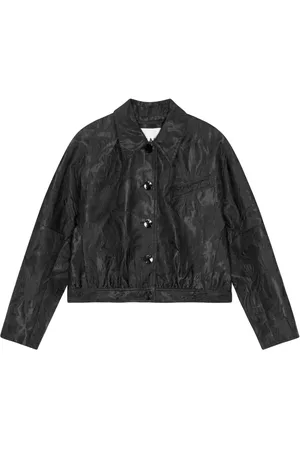 Ganni Textured-cloqué short jacket