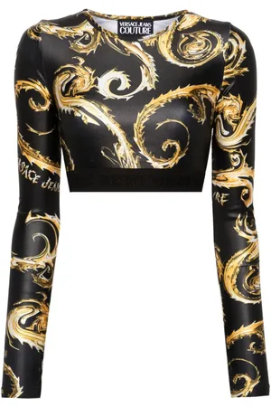 VERSACE Chromo Couture-print cropped top
