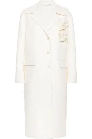 ERMANNO SCERVINO Floral-appliqué single-breasted coat