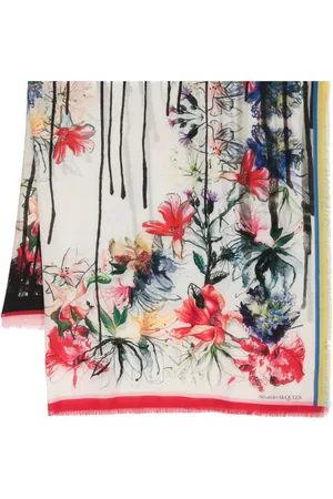 Alexander McQueen Exploded Floral wool scarf