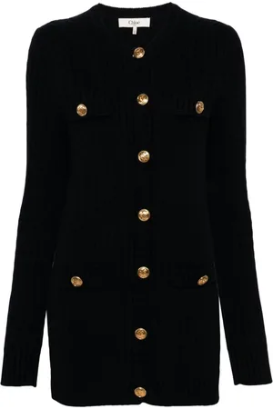 Chloé Embossed-buttons cable-knit cardigan