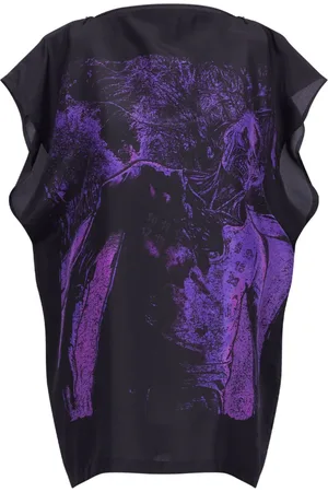 Maison Margiela Ruffled sleeveless silk blouse